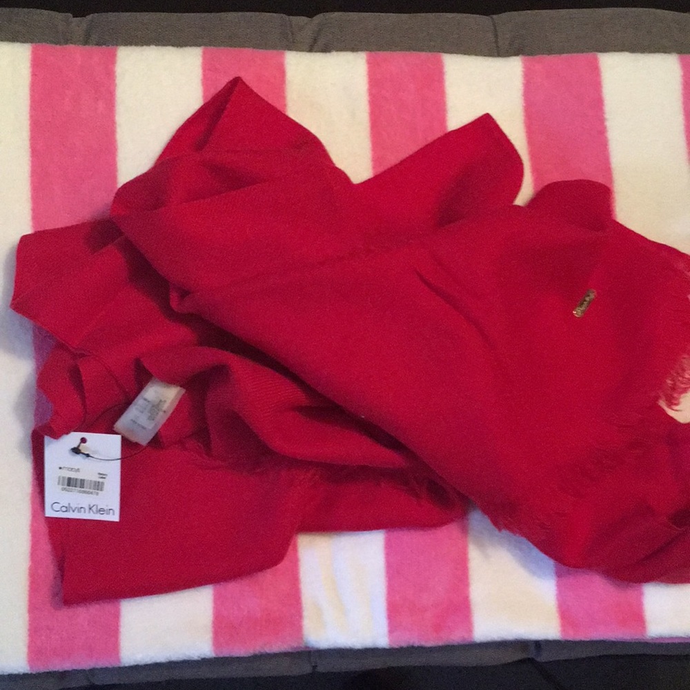 Red Calvin Klein scarf